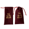 Custom Gold Hot Stamp Print Logo 4x8 Inch Drawstring Velvet Comb Storage Pouches Hair Brush Bags