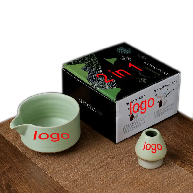 Custom Logo Best Sellers Gift Box Elegant Japanese Bamboo Matcha Kit Set Whisk Chasen and Ceramic Whisk Holder Matcha Tea Set