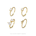Fashion Double Heart Zircon Adjustable Ring 925 Sterling Silver Claw Setting Round Zircon Finger Ring for Women