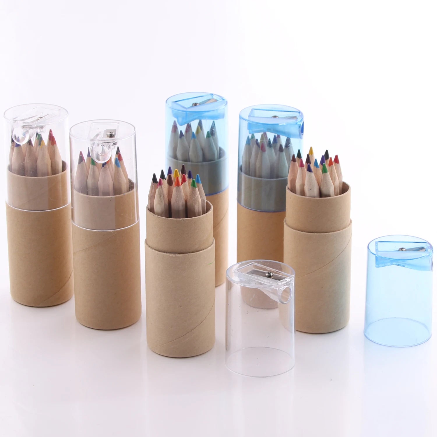 Loadel 12 Pack 3.5 Inch Hexagonal Wooden Colored Pencil Set with Sharpener in Tube Box for Promotional Gifts
