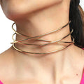 Two Color Adjustable Necklace Retro Torque Necklace Simple Cross Twist Necklace for Women