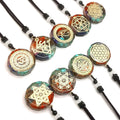 2022 Chakra Jewelry Tiger Eye Jade Agate Rainbow Chakra Stone Round Pendant Necklace