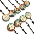 2022 Chakra Jewelry Tiger Eye Jade Agate Rainbow Chakra Stone Round Pendant Necklace