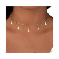 HOVANCI 11 Beaded round Moon and Star Necklace Stand Geometric Platinum Stainless Steel for Wedding or Gift