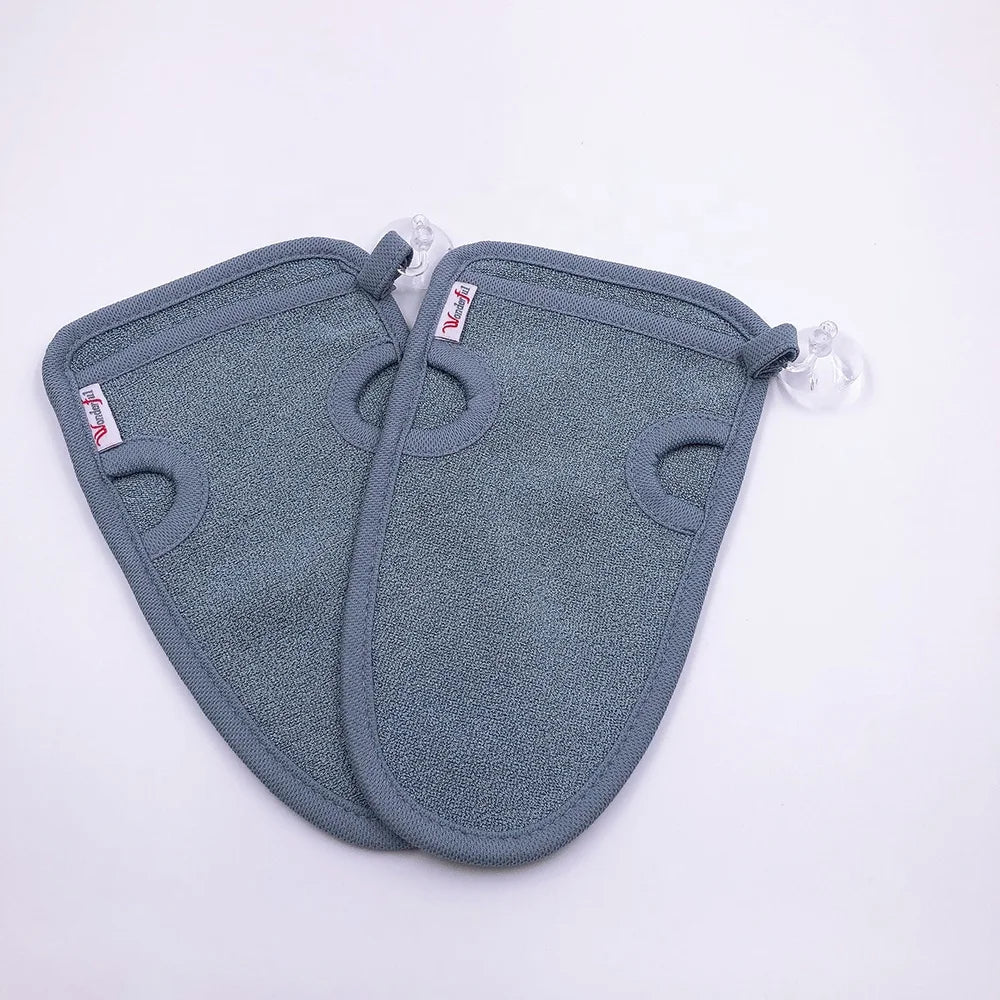 2Pcs Exfoliating Gloves Shower Scrub Exfoliator Mitt Bath Loofah Body Scrubber Hammam Towel for Women Men Dead Skin Cell Remove
