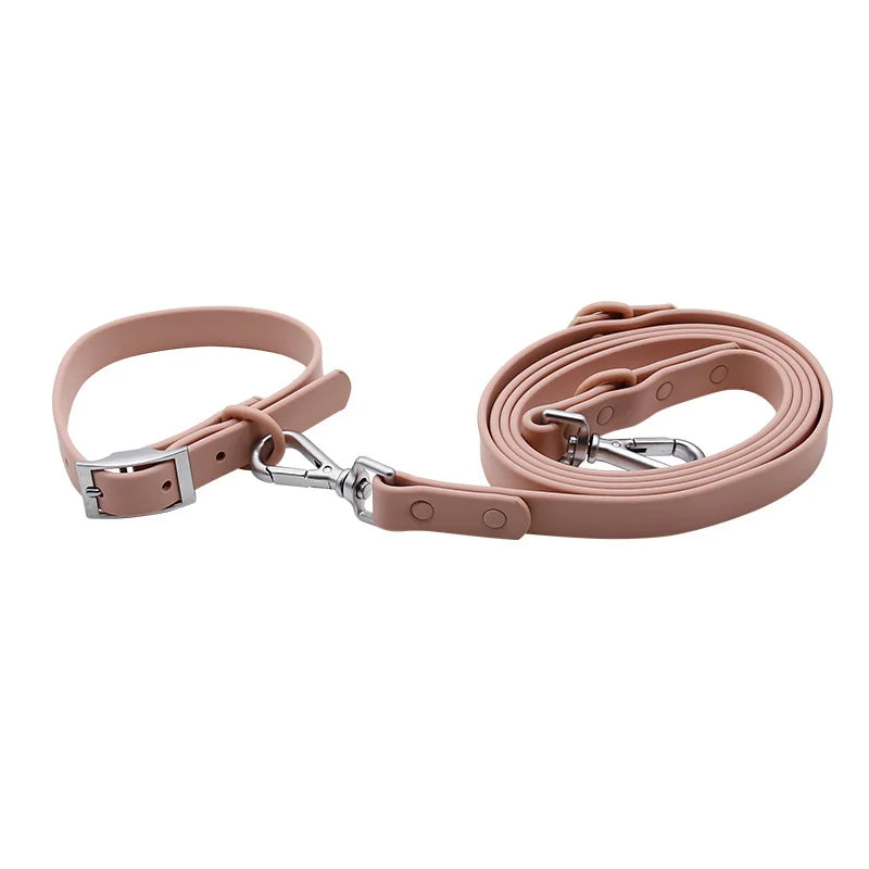 Newest Luxury PVC Flexible Strap Dog Leash Collar Set 12 Stylish Colors Waterproof Solid-Custom Logo Supported Classic Fashion