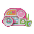 2024 Best Selling 5pcs Cute Animal Design Children Rectangle Tableware Set Bamboo Fiber Kid Dinnerware Plate Set