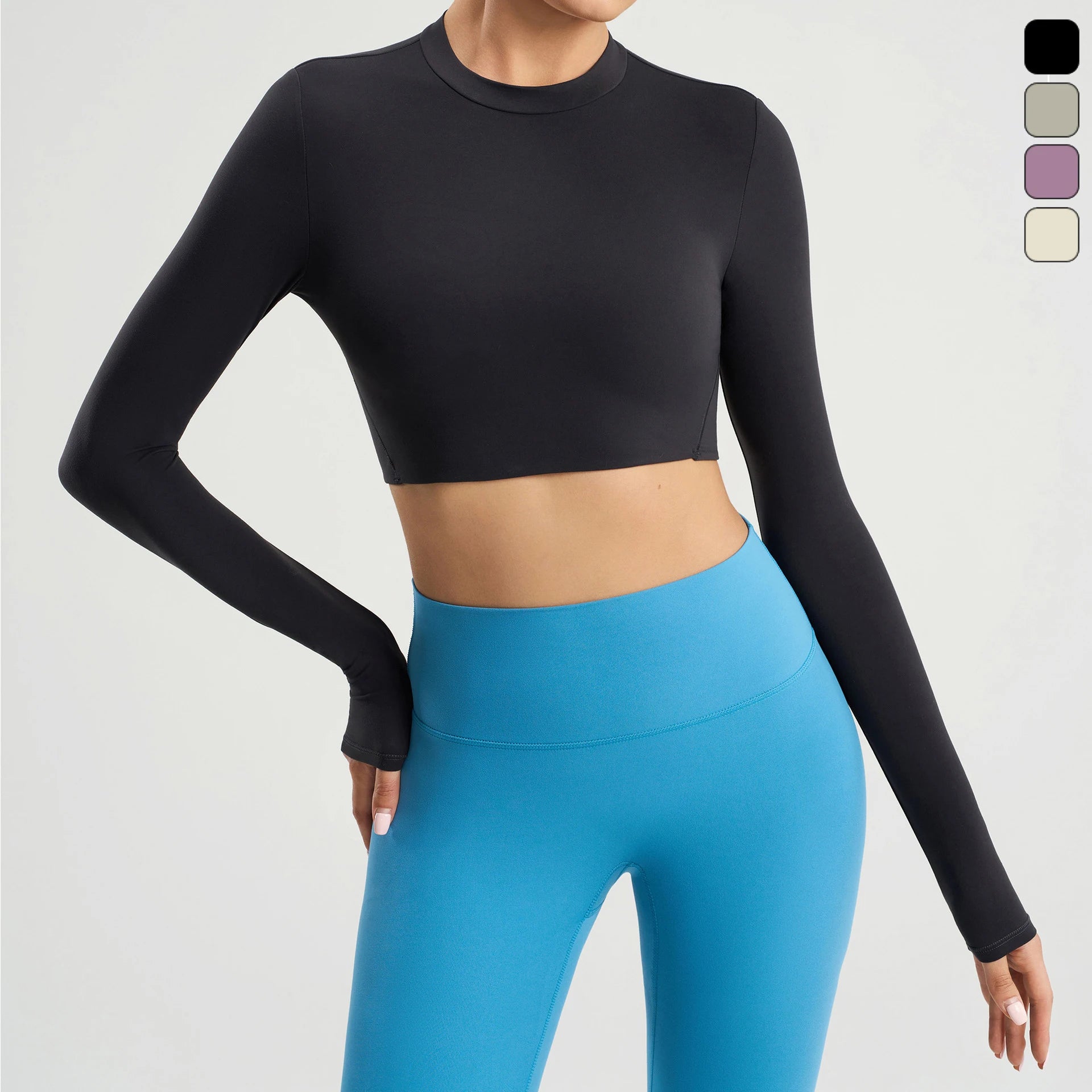 DN-DQDAW173 Yoga Clothes Women's Tight Fitting Sports Long Sleeved T-shirt Fitness Training Clothes Vest Line Short Top