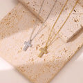 YF6037 Minimalist Stainless Steel Waterproof Jewelry 18k Gold Plated Zircon Cross Pendant Women Necklace Non Tarnish