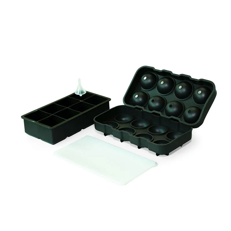 SHT Sustainable Silicone Ice Cream Maker 8-Link Ice Tray Set with Round Ice Balls and Home Use Ice Making Box