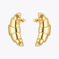 Fashion 18K Gold Plated Stainless Steel Jewelry Hollow Croissant Stud Earrings Necklace Waterproof for Woman Jewelry Set E251656