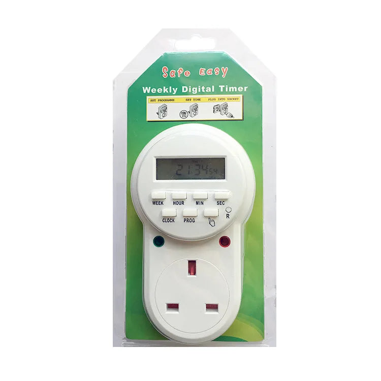 230V 50Hz UK Plug White Plastic Digital LCD Timer Switch Socket Weekly Programming 110V 60Hz Multifunctional Energy-saving Time