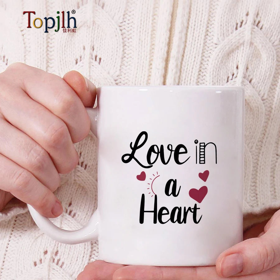 Topjlh 11oz Ceramic for Mugs for Sublimation Minimalist Plain White Smooth Surface Eco-friendly Hot Custom Logo Printing for Tea