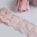 1 Yard Cotton Thread Embroidered Pink Flower Floral Lace Trim Ribbon Sewing Wedding Dress DIY Craft