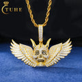 Rapper Hiphop Jewelry 925 Sterling Silver Luxury Diamond  Pendant Custom Iced Out Moissanite Skull Wing Pendant