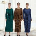 Loriya Latest Elegant Islamic Clothing Modest Abaya Dresses Pleated Dress With Pattern for Muslim Women Abaya Dress