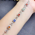 Custom 925 Sterling Silver Women's Bracelet with Natural Sapphire Rhodium and Gold Plating for Friendship Gifts and Parties