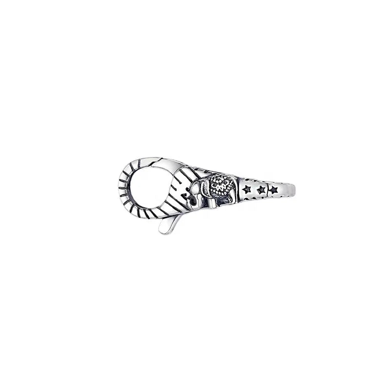 Oxidized Silver Sterling 925 Double Claw Lobster Clasps Star Elephant Charm Connector for Bracelets & Necklaces
