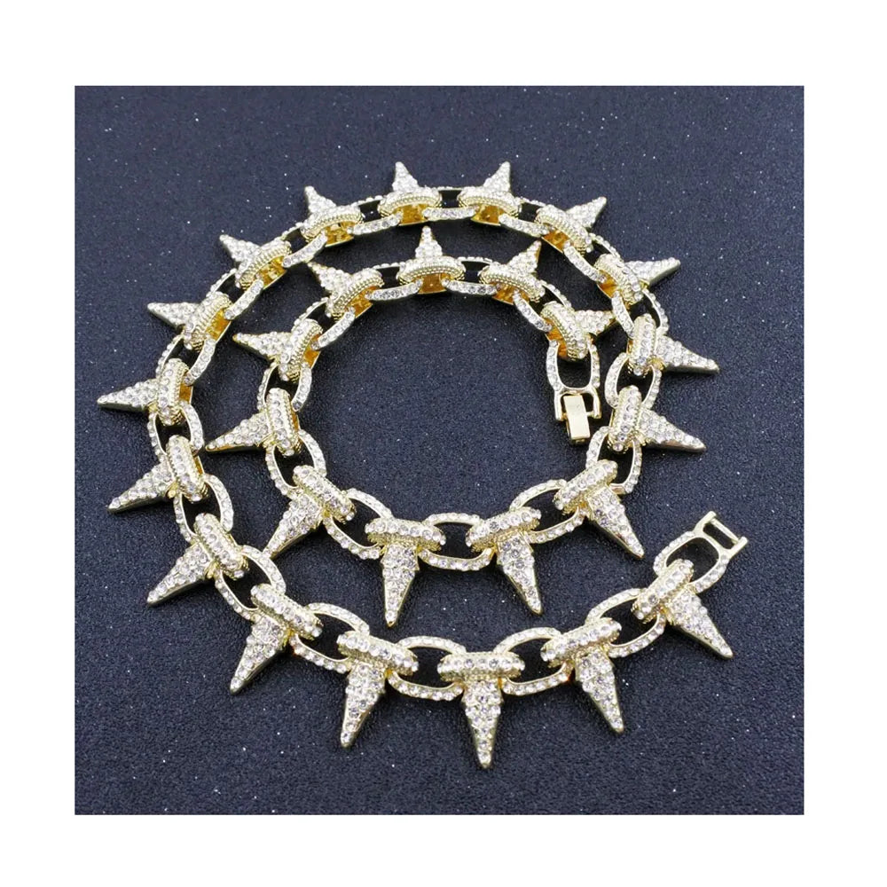 European Urban Street Rapper Jewelry Hips Hops 19mm Bullet Necklace Hip Hop Iced Out Link Chain Necklace Jewelry for Men
