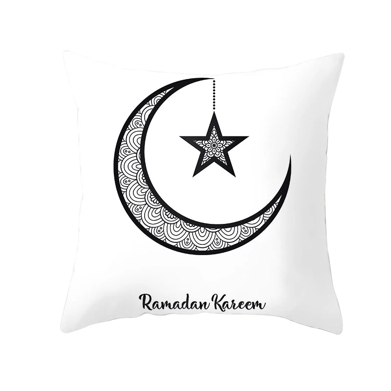 Decorative Cushion Cover for Sofa Car Islam Muslim Ramadan Kareem Eid Mubarak Religious Beliefs Pattern Print Throw Pillowcase
