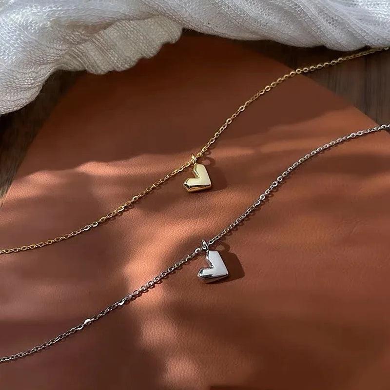 2020 Newest Fashion Sterling Silver Necklace Gold Plated Heart Necklace