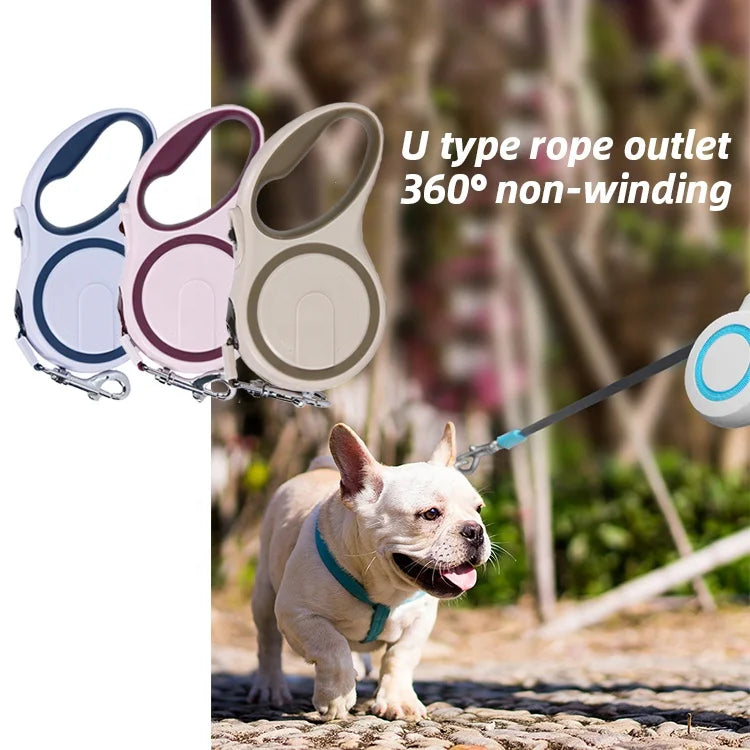 Multi-function Adjustable Slip Luxury Nylon Rope Custom Print Logo Automatic Retractable Pet Retractable Dog Leash