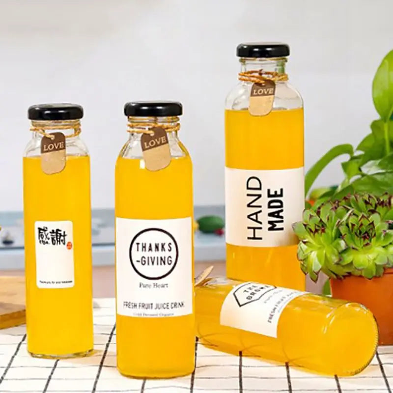 Wholesale Empty Transparent Round 250ml 310ml 350ml 500ml Milk/Juice/Tea/Drink Glass Bottle With Lid