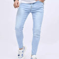Fashion Slim Fit Denim Pants Mens High Quality Stretch Skinny Jeans Light Blue Trousers for Man