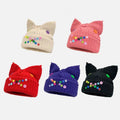 Cat Ear Hat Cute Beanie Hat Knit Wool Cap Warm Slouchy Crochet Hat for women