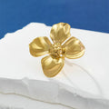 QS Hot Sale Elegant Simple Flowers Stainless Steel Rings 18K Gold Plated Open Rings for Women Trendy Style