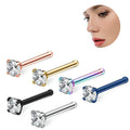 Multi-color Piercing Jewelry Stainless Steel Zircon Inlay Straight Rod Nose Stud Piercing Hot Sale Products