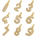 CZ8593 Hip Hop CZ Micro Pave Digital Number Digit Figures Charm Pendant cubic Zirconia Pave Brass Figures  Charm Pendant