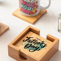 Custom Printed Coffee Mug Coaster Sublimation Bamboo Wooden Mug Coaster Set