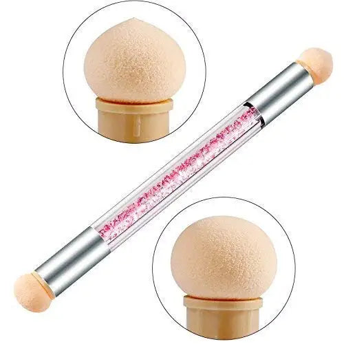 Nail Art Picking Dotting Pen Painting Brush Double Head Acrylic Gradient Sponge Nail Brush with 4 Pieces Replacement Head