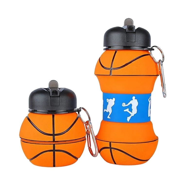 Eco-Friendly Non-Toxic BPA Free Kids Students Sports Running Basketball Shape Drinkware Collapsible Silicone Bottle