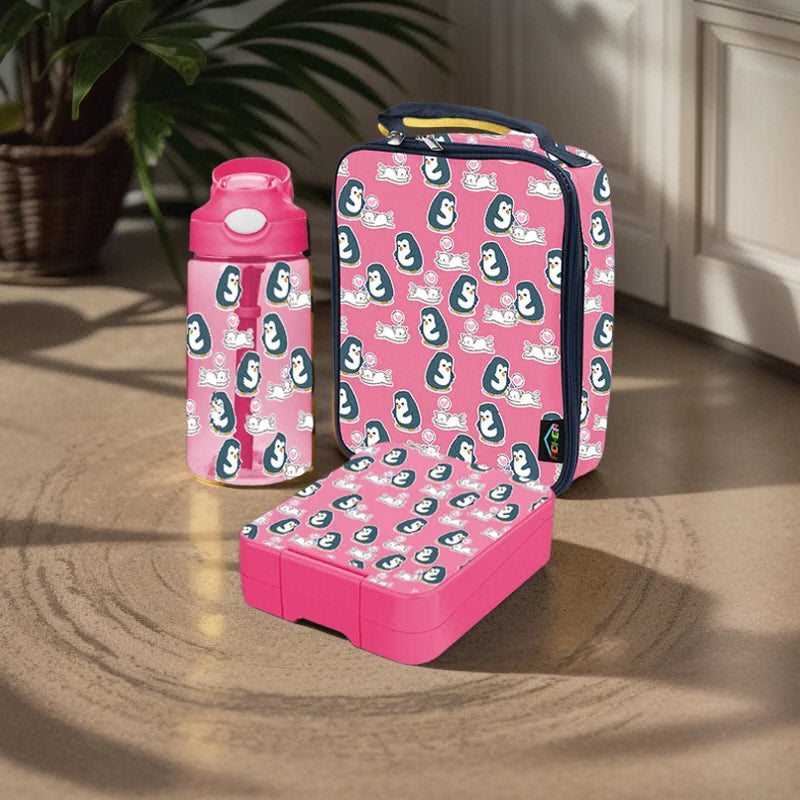 Custom Portable New Design Plastic Oumego Lunch Bag Water Bottle Kids Box Bento Box Kit