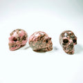 Huiying China hand carved 2 inch natural rhodonite jasper stone skulls sculpture for sale or decoration Crafts