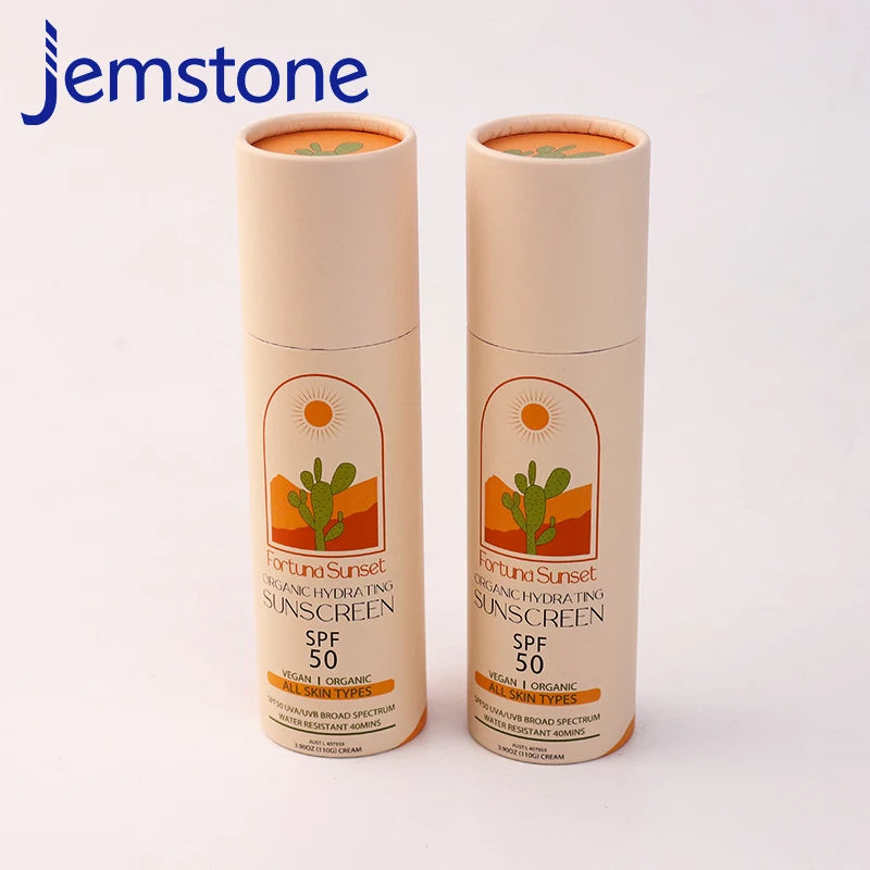 Eco-friendly Round Cylinder Cardboard Biodegradable Recyclable Soft Hand Cream Sunscreen Cosmetic Packaging Boxes Paper Tube