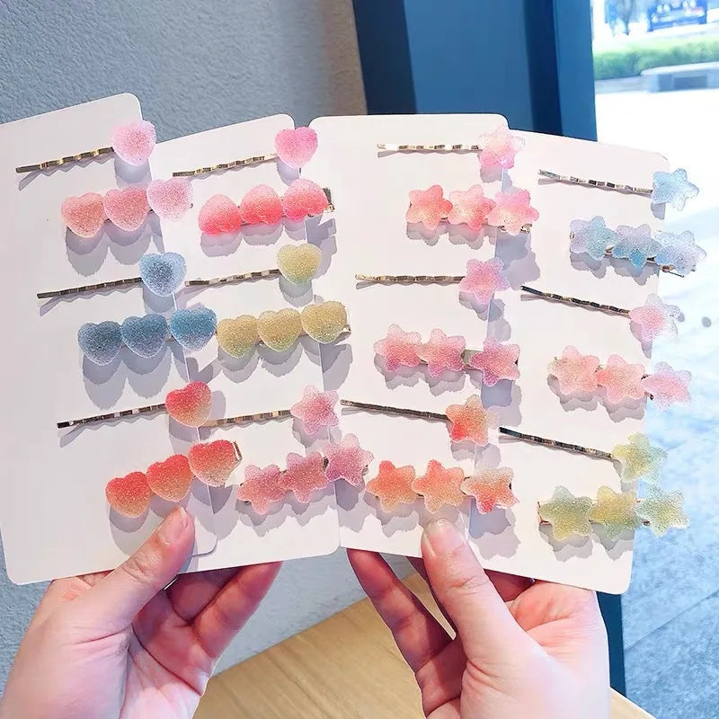Girls' Gifts Cute Hair Barrettes Sweet Macaron Sugar Color Hair Clips Heart Star Hair Clips
