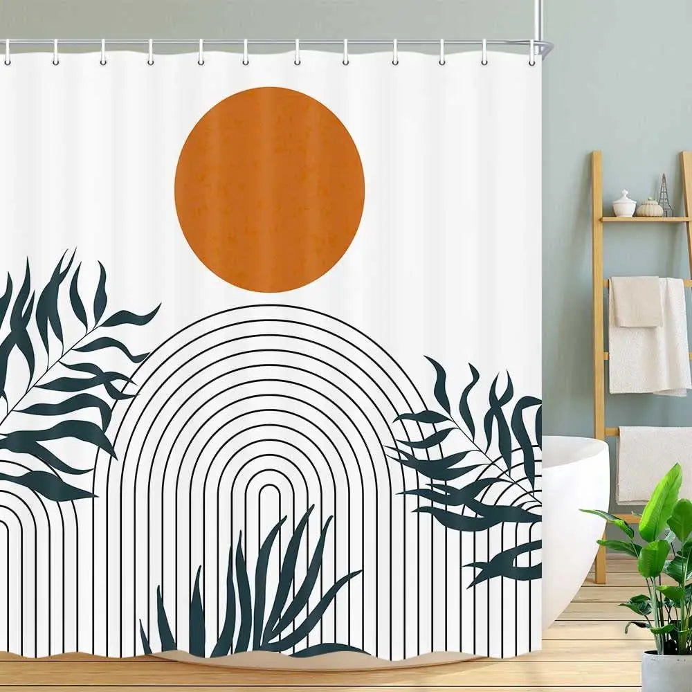 Nordic Wind Abstract Art Shower Curtain Modern Decor with Digital Printing Waterproof Polyester Fabric Bath Curtain