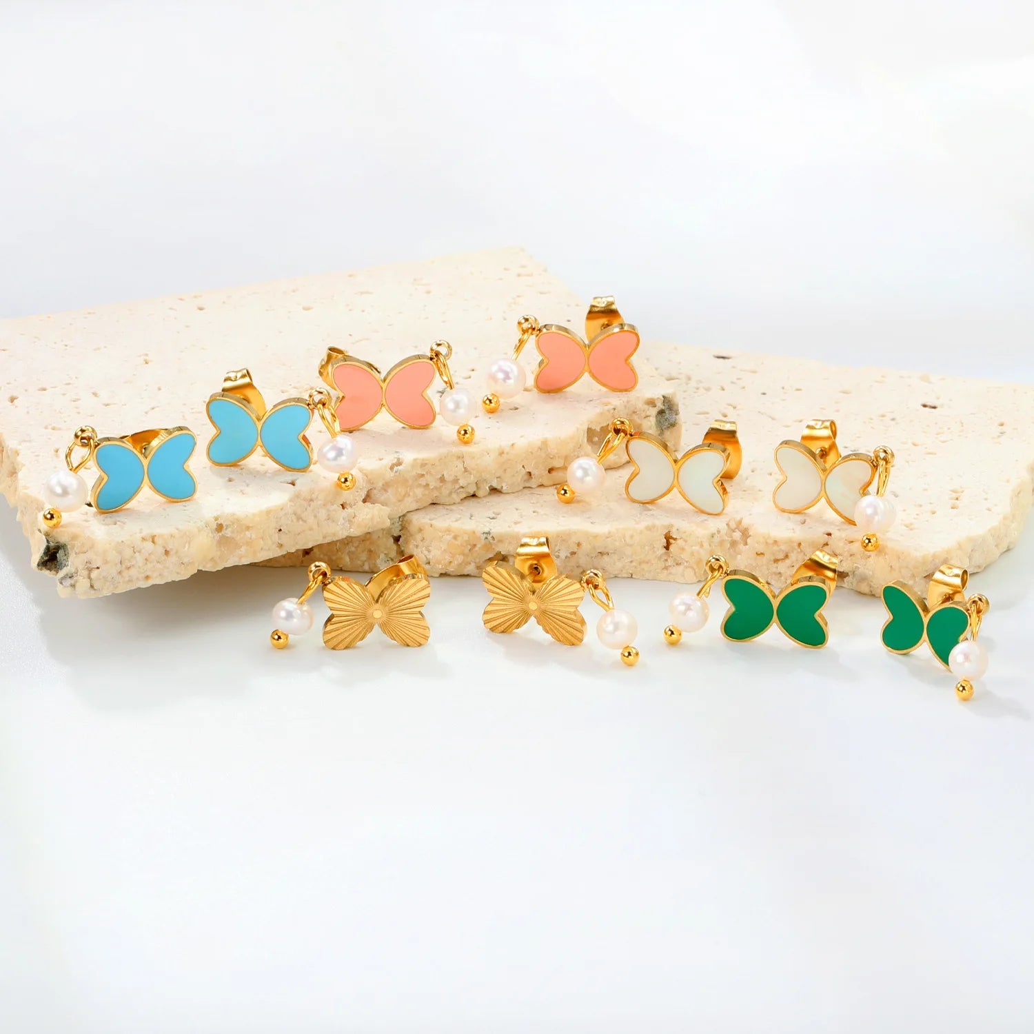 Fashion Enamel Earrings 18k Gold Plated Stainless Steel Colorful butterfly Earrings