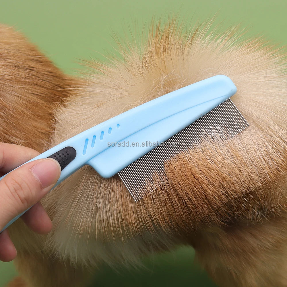 OEM ODM Upgraded Rubber Handle Dog Cats Grooming Supplies Long and Short Teeth Flea Hair Comb