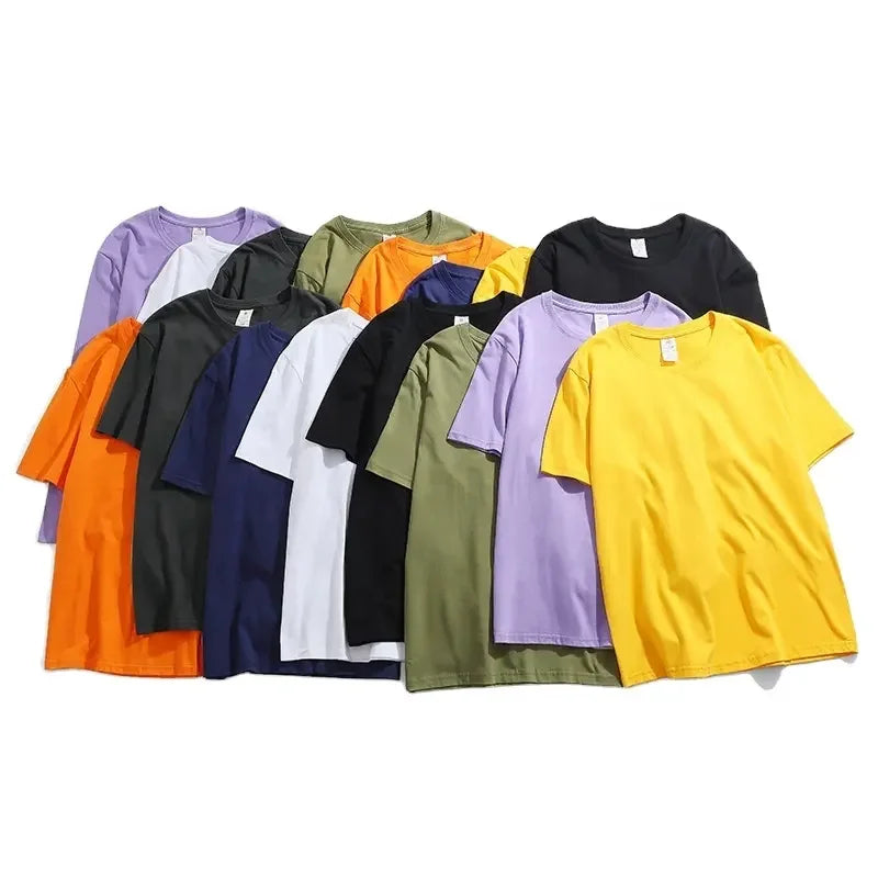 Custom Graphic Printing Unisex Oversize Heavyweight T-Shirt High Quality 220 Grams Fabric Solid Bulk Plain T-Shirt for Men