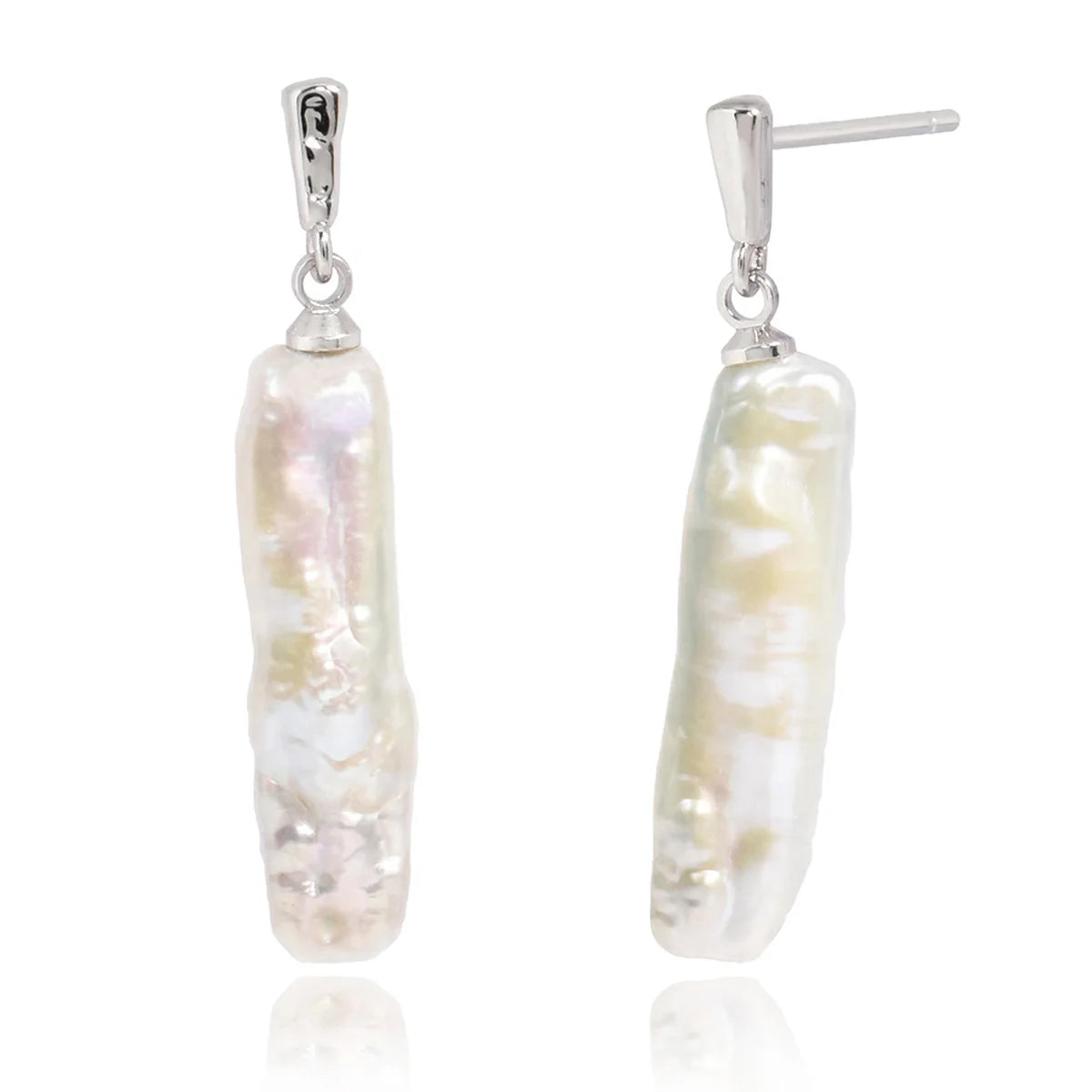 Premium Sense Brass Metal Natural Irregular Baroque Toothpick Pearl Drop Earrings for Women Jewelry Customized