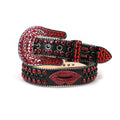 Custom Bedazzled Western Synthetic Diamond PU Leather Golden Rhinestone Designer Belt Bb Simon