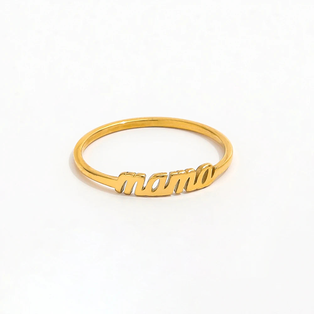 Joolim High-End 18K Gold Plated Stainless Steel Rings Simple Style Dainty Mama for Unisex for Parties MegaBDM