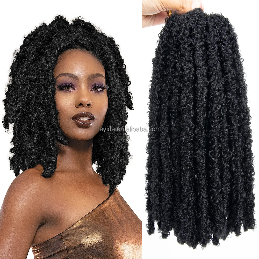 Newest Fluffy Synthetic Braiding Hair Extensions 12 18 24 30inch Faux Locs Crochet Braids Distressed Butterfly Locs Crochet Hair