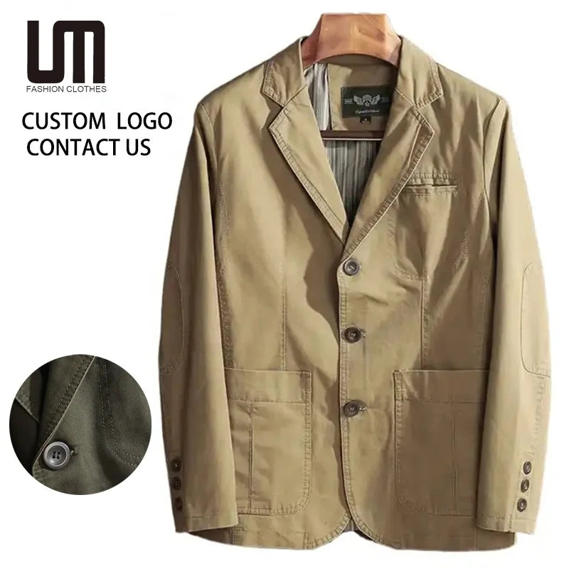Custom Logo Autumn Men's Coats Blazer Jacket Wholesale Slim Fit Casual Style Loose OEM Service