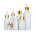 Refilled 10ml 15ml 30ml 50ml 100ml Cosmetic Attar Essential Oil White Porcelain Glass Dropper Bottle with Gold Ring