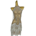 Fashion Birthday Party Crystal Dress Women Tassel Cocktail Dress Las Vegas Show Live House Stage Performance Latin Dance Costume